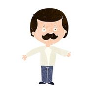 cartoon mustache man with open arms N9