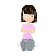 cartoon woman kneeling N10