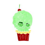 cartoon spooky skull cupcake N10