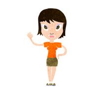 Cartoon Woman Waving N329