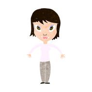 cartoon woman shrugging shoulders N461