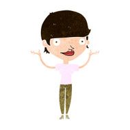 cartoon woman holding arms in air N10