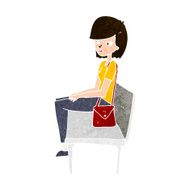 cartoon woman sitting on bench N10