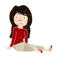 cartoon girl sitting on floor N9