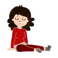 cartoon happy woman sitting on floor N20