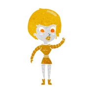 cartoon robot woman waving N18