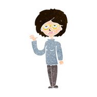 Cartoon Woman Waving N330
