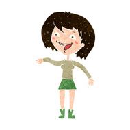 cartoon waving woman N133