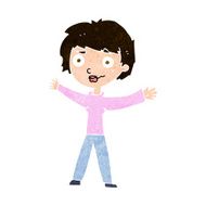 cartoon woman waving arms N20
