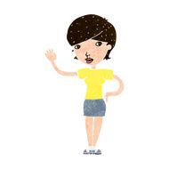 Cartoon Woman Waving N331
