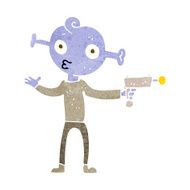 cartoon alien with ray gun N10