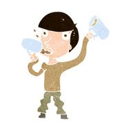 Cartoon Man Drinking Beer N19