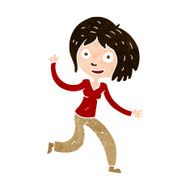 cartoon happy waving girl N10