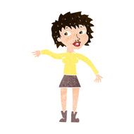 cartoon friendly woman waving N49