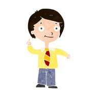 cartoon school boy answering question N48