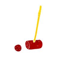 cartoon croquet mallet and ball N10