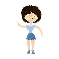 cartoon waving woman wearing spectacles N10