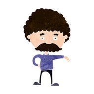 cartoon man with mustache making camp gesture N10