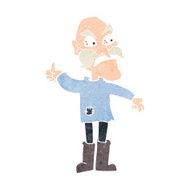 cartoon angry old man in patched clothing N9