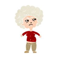 cartoon annoyed old woman N19
