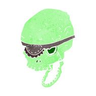 cartoon spooky skull with eye patch N10
