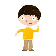 cartoon boy giving peace sign N10