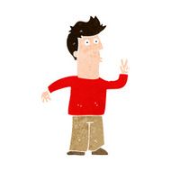 Cartoon Man Giving Peace Sign N55