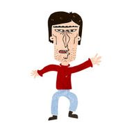 cartoon angry man waving warning N10