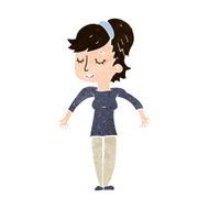 cartoon friendly woman shrugging shoulders N10