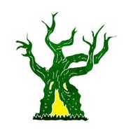 cartoon spooky old tree N17