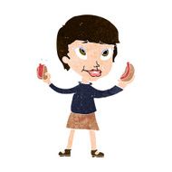 cartoon woman eating hotdogs N8