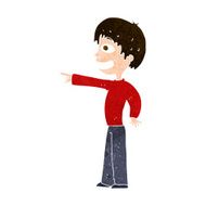 cartoon grinning boy pointing N10
