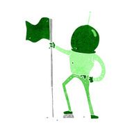 cartoon astronaut planting flag N9