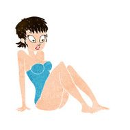cartoon woman in swimsuit N9