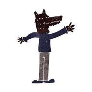 cartoon waving wolf N16