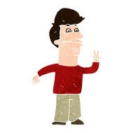 Cartoon Man Giving Peace Sign N56