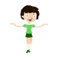 cartoon woman spreading arms N10