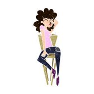 cartoon woman posing on chair N23