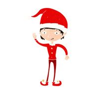 cartoon waving christmas elf N12