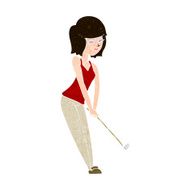 Cartoon Woman Playing Golf N22