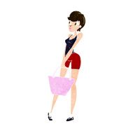 cartoon attractive woman shopping N10