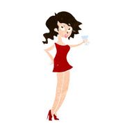 cartoon woman at party N20
