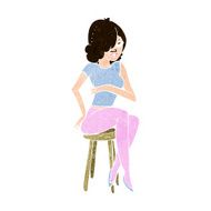 cartoon woman sitting on bar stool N19