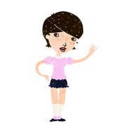 Cartoon Girl Waving N32