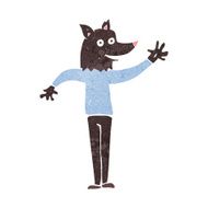cartoon waving wolf man N5