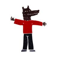 cartoon happy wolf man N12