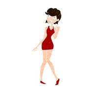 cartoon woman in cocktail dress N20