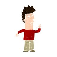 Cartoon Man Giving Peace Sign N57