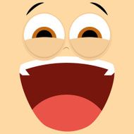Funny Cartoon Character Face Illustration Editable N7