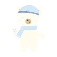 cartoon waving polar bear N44